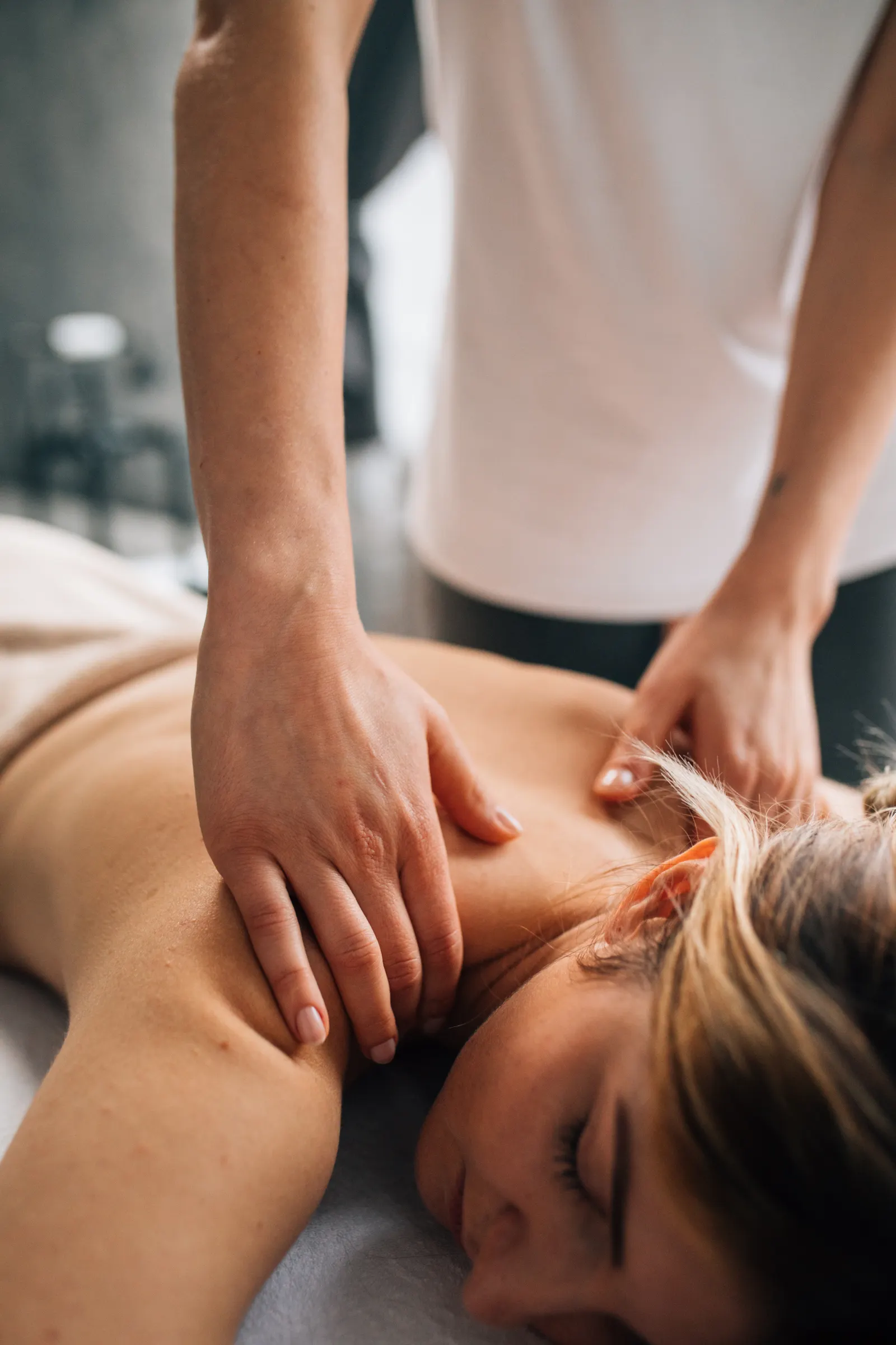 Soothing professional massage session in a calm indoor spa