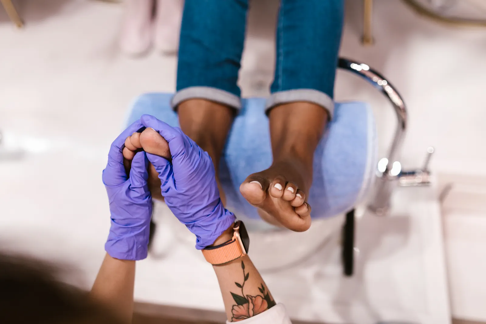 Relaxing foot massage session in a calm beauty salon